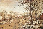 BRUEGHEL, Pieter the Younger Winter Landscape with a Bird-trap oil painting reproduction